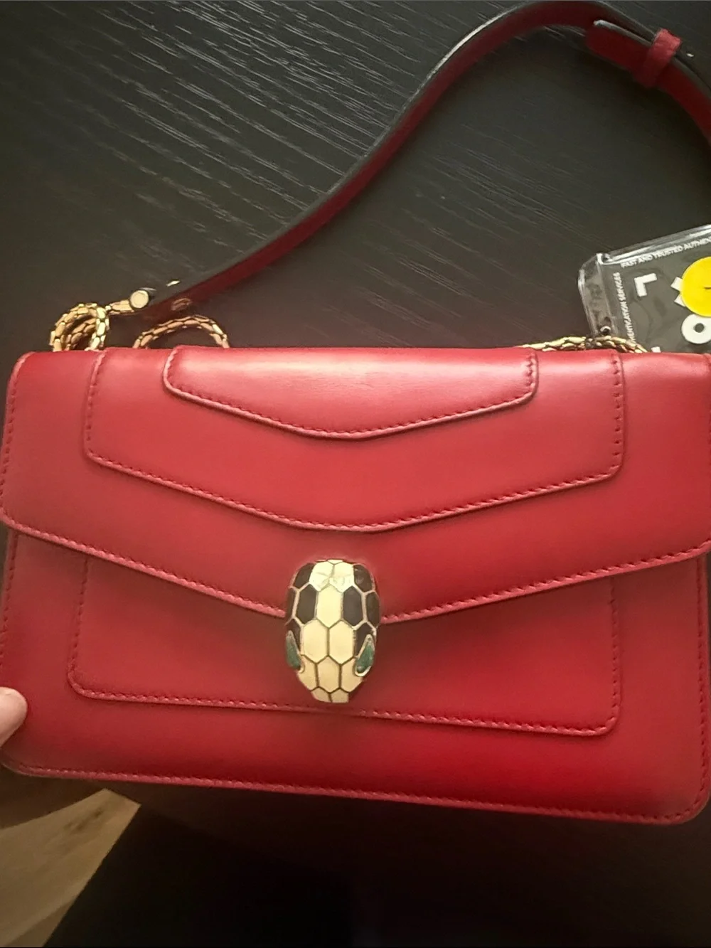 Bulgari Red Leather Crossbody with Serpenti Head Closure